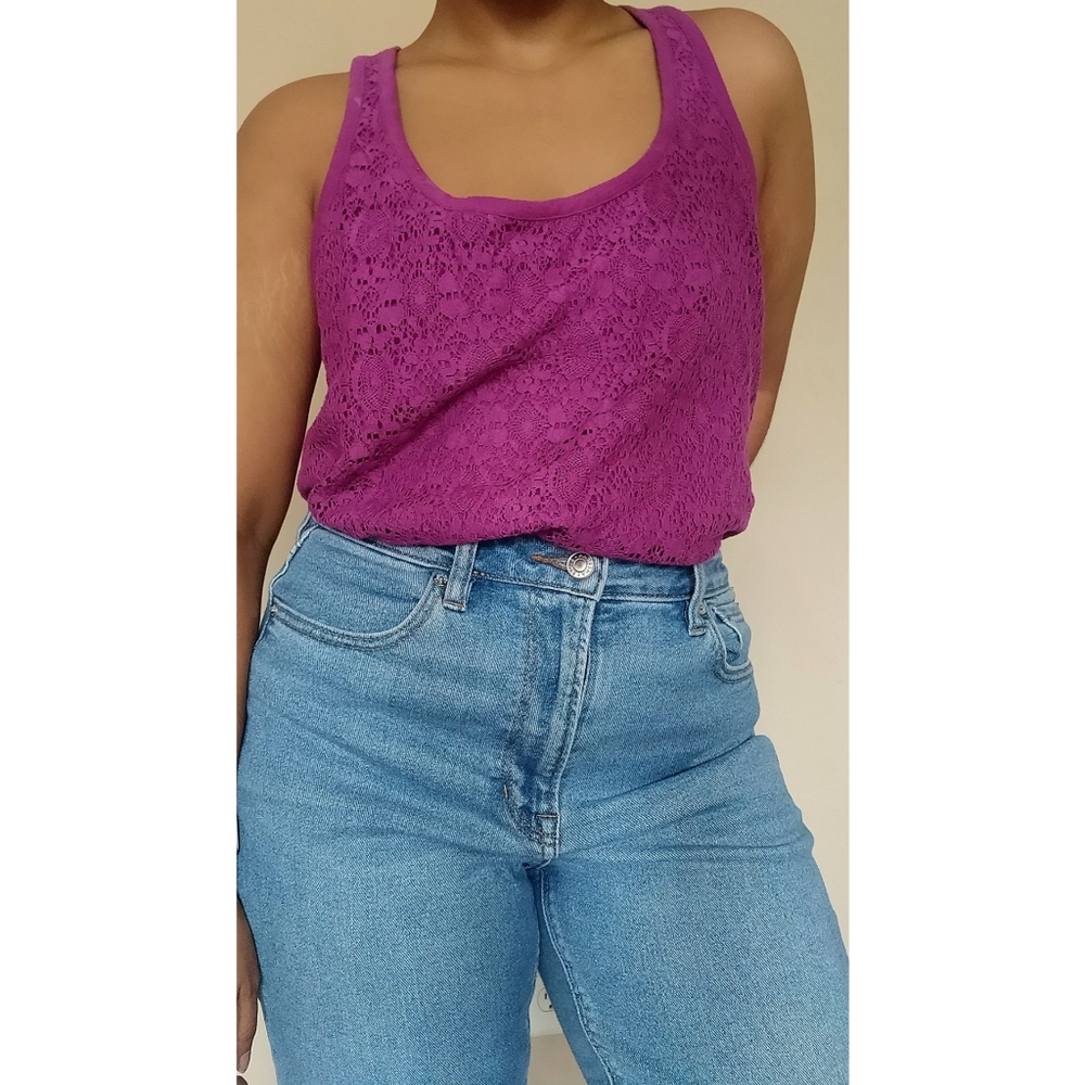 Fuchsia/Magenta lace tank top